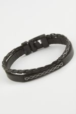 Sonsuzluk Kaliteli Suni Deri Bileklik-Siyah