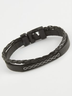 Sonsuzluk Kaliteli Suni Deri Bileklik-Siyah