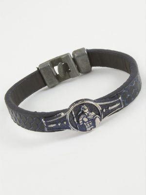 Asker Kaliteli Suni Deri Bileklik-Lacivert