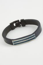 Çizgili Kaliteli Suni Deri Bileklik-Lacivert - Görsel 2