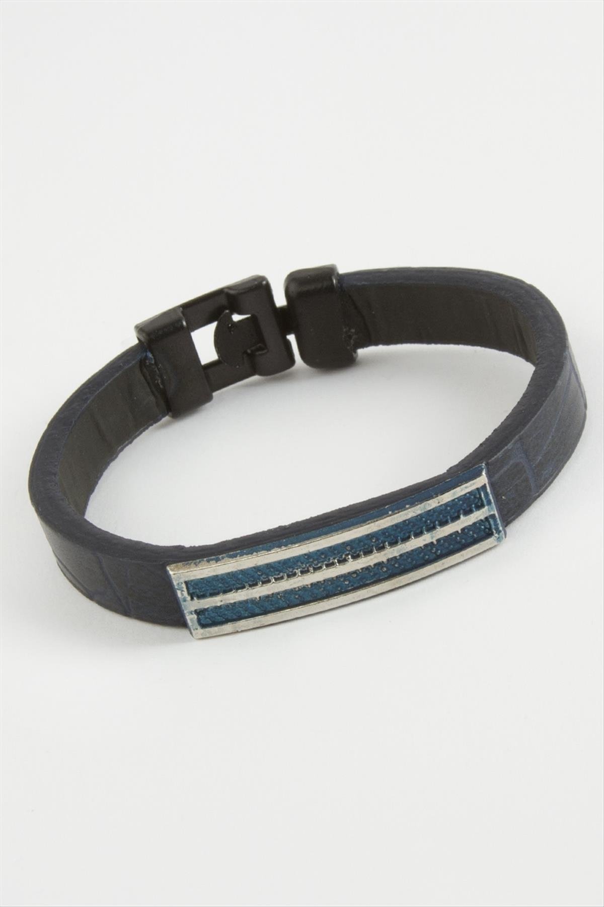 1206716_cizgili-kaliteli-suni-deri-bileklik-022f-0.jpg Çizgili Kaliteli Suni Deri Bileklik-Lacivert - Görsel 1