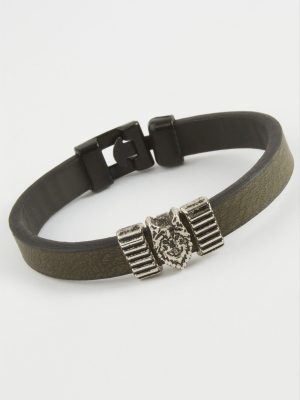 Kurt Kaliteli Suni Deri Bileklik-Yeşil