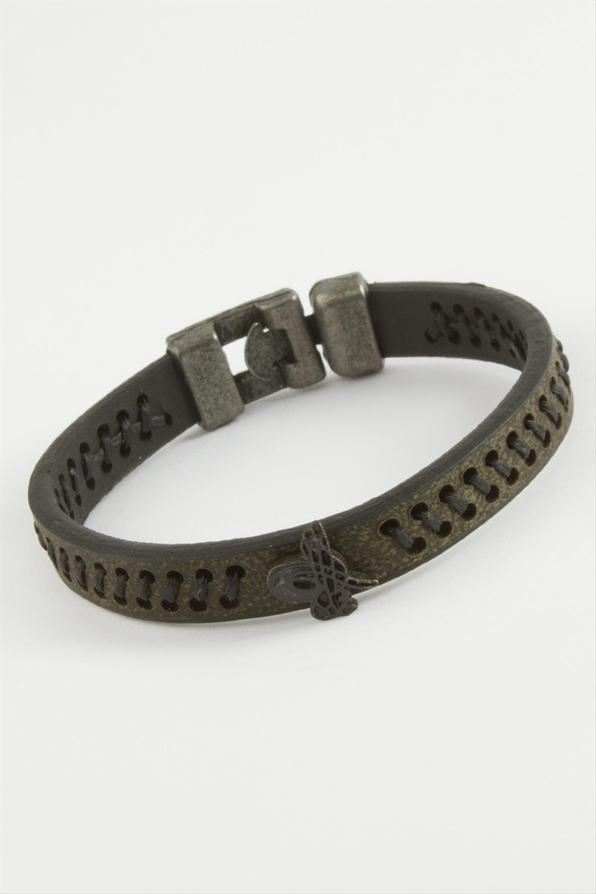 1206718_tugra-kaliteli-suni-deri-bileklik-048a-.jpg Tuğra Kaliteli Suni Deri Bileklik-Yeşil - Görsel 1