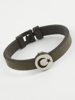 Ay Yıldız Kaliteli Suni Deri Bileklik-Yeşil