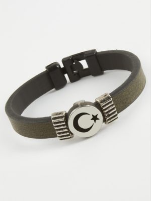 Ay Yıldız Kaliteli Suni Deri Bileklik-Yeşil