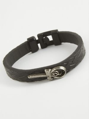 Tuğra Kaliteli Suni Deri Bileklik-Siyah