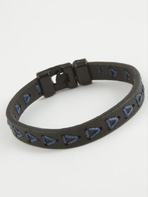 Üçgen Kaliteli Suni Deri Bileklik-Siyah