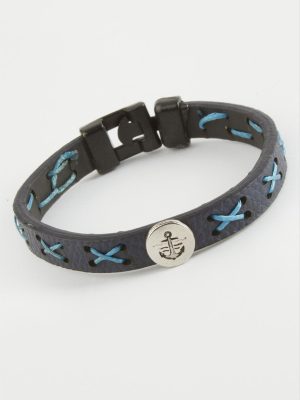 Çapa Kaliteli Suni Deri Bileklik-Lacivert