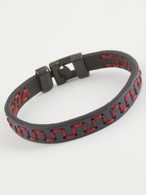 Labirent Kaliteli Suni Deri Bileklik-Lacivert