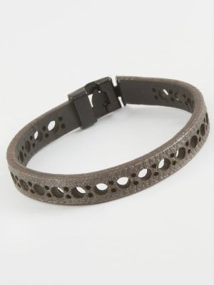 Noktalı Kaliteli Suni Deri Bileklik-Gri