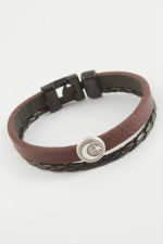 Ay Yıldız Kaliteli Suni Deri Bileklik-Bordo - Görsel 2