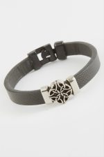 Çiçek Kaliteli Suni Deri Bileklik-Siyah - Görsel 2