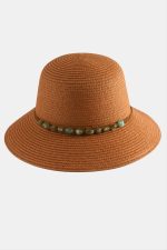 Akik Doğaltaşlı Hasır Şapka-Kiremit