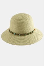 Akik Doğaltaşlı Hasır Şapka-Bej - Görsel 2