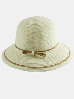 Fiyonglu Hasır Şapka-Bej