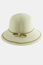 Fiyonglu Hasır Şapka-Açık Pembe