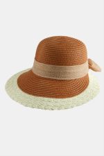 Fiyonglu Hasır Şapka-Kiremit - Görsel 2