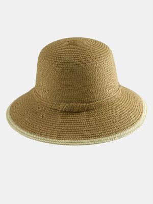 Hasır Plaj Şapkası-Kahverengi