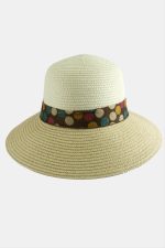 Benekli Fiyonglu Hasır Şapka-Bej - Görsel 2