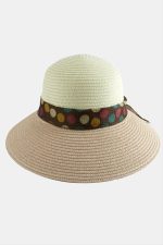 Benekli Fiyonglu Hasır Şapka-Açık Pembe - Görsel 2