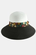 Benekli Fiyonglu Hasır Şapka-Açık Pembe