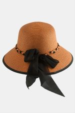 Fiyong Örgülü Hasır Şapka-Kiremit - Görsel 2