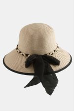 Fiyong Örgülü Hasır Şapka-toz pembe - Görsel 2