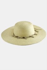 Üçgen Deniz Kabuğu Hasır Şapka-Bej - Görsel 2