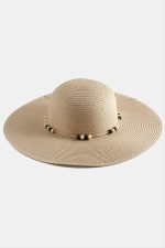 Boncuk Hasır Şapka-Pudra Rengi - Görsel 2