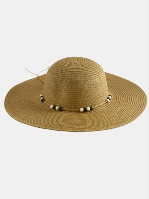 Boncuk Hasır Şapka-Siyah