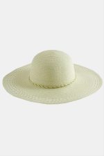 Örgülü Hasır Şapka-Krem - Görsel 2