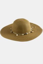 Deniz Kabuğu Hasır Plaj Şapkası-Kiremit - Görsel 2
