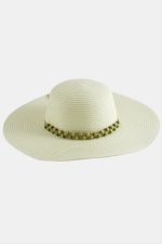 Boncuk Örme Hasır Şapka-Bej - Görsel 2