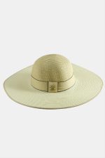 Şeritli Hasır Şapka-Krem - Görsel 2