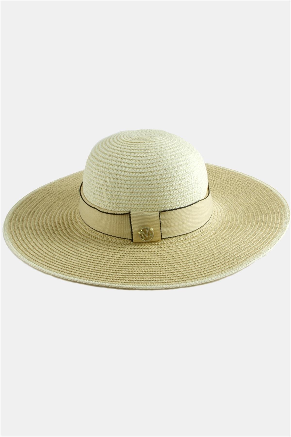 1206828_seritli-hasir-sapka-b5b-06.jpg Şeritli Hasır Şapka-Bej - Görsel 2