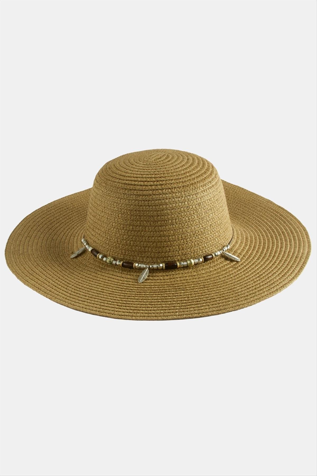 1206836_yaprak-boncuklu-hasir-sapka-827da.jpg Yaprak Boncuklu Hasır Şapka-Kahverengi - Görsel 2