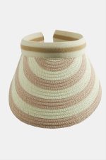 Kasketli Hasır Plaj Şapkası-Pudra Rengi - Görsel 3