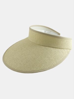 Kasketli Hasır Tennis Şapkası-Krem