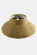 Cırtcırtlı Hasır Plaj Şapkası-Kahverengi - Görsel 2