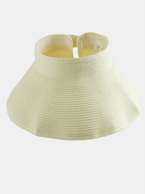 Cırtcırtlı Hasır Plaj Şapkası-Bej