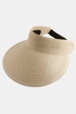 Kasketli Hasır Plaj Şapkası-Bej