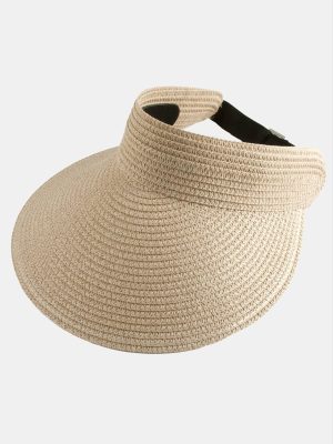 Kasketli Hasır Plaj Şapkası-Bej