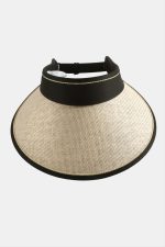 Kasketli Hasır Plaj Şapkası-Pudra Rengi - Görsel 3