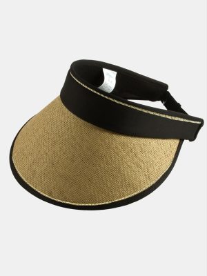 Kasketli Hasır Plaj Şapkası-Krem