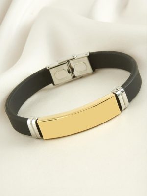 İsim Yazılabilir Silikon Çelik Bileklik-Sarı