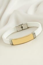 İsim Yazılabilir Deri Çelik Bileklik-Sarı