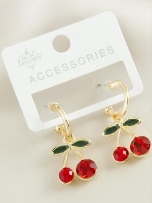 Kiraz Taşlı Küpe-Gümüş Rengi