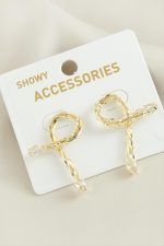 Oval Yeni Sezon Damla Taşlı Küpe-Sarı - Görsel 2