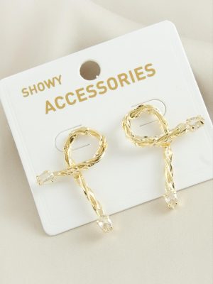 Oval Yeni Sezon Damla Taşlı Küpe-Gümüş Rengi