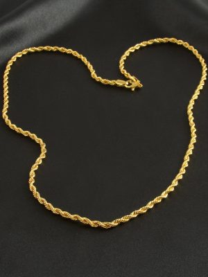 Burgulu Zincir Kolye 60 cm-Sarı